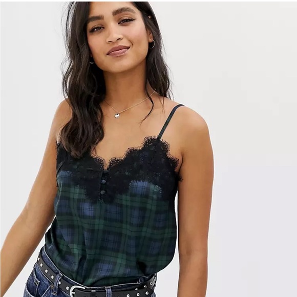 Abercrombie & Fitch Tops - Abercrombie Satin Cami with Lace